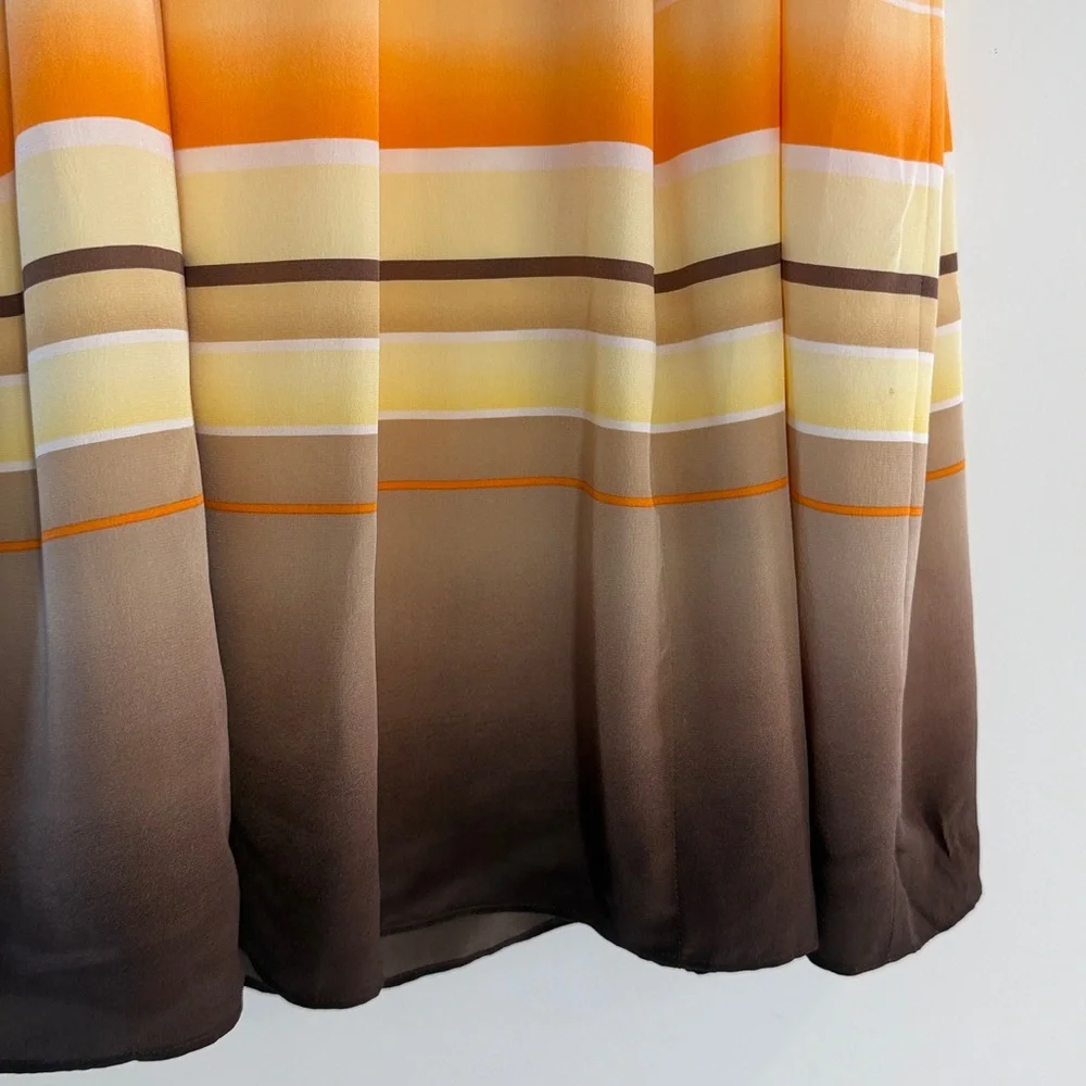 Talbots Women's 100% Silk Fully Lined Skirt Yellow/Orange/Brown Size 12W NWT